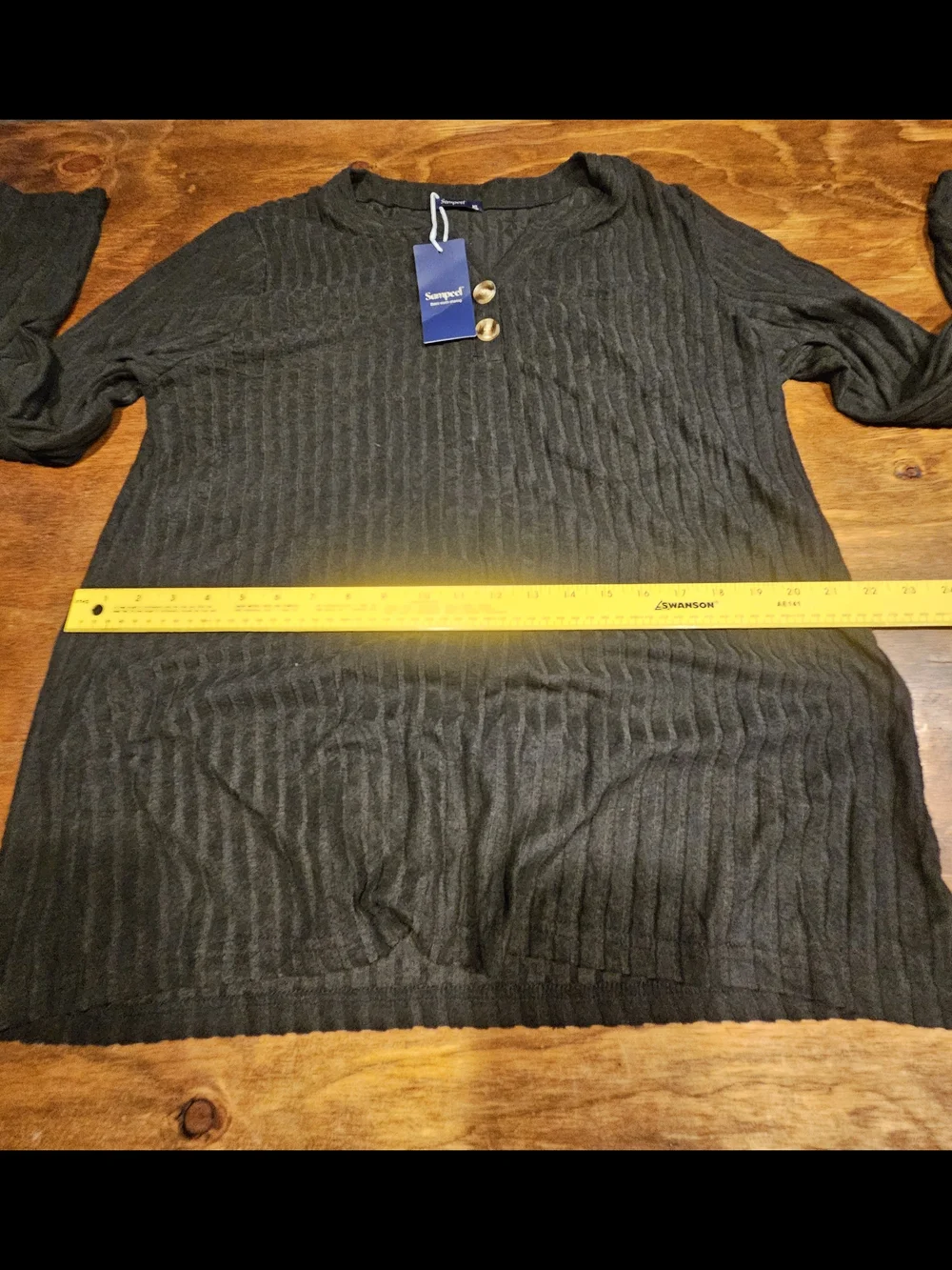 C1, Sampeel Black Striped V-Neck Long Sleeve Knit T-Shirt Pullover in size XL